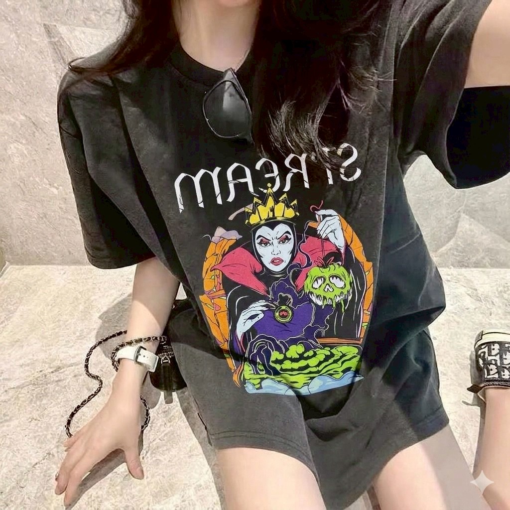 AS05-1933。🖤 暗黑皇后復古洗舊印花T