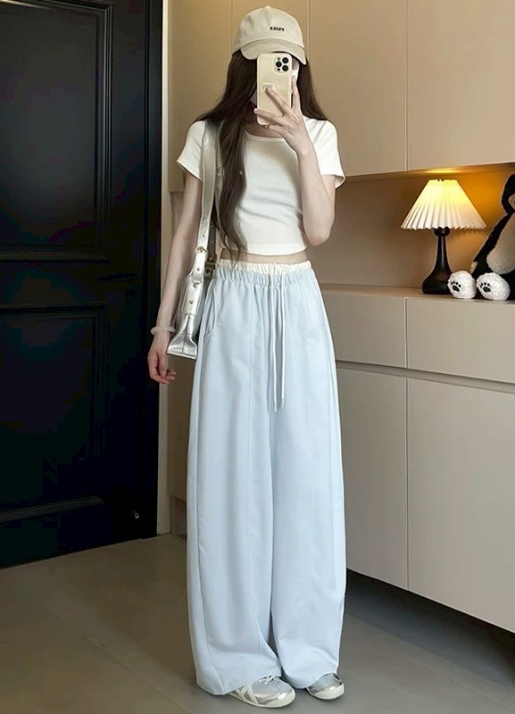 AS09-1001。👖✨ 多巴胺速乾彎刀寬褲