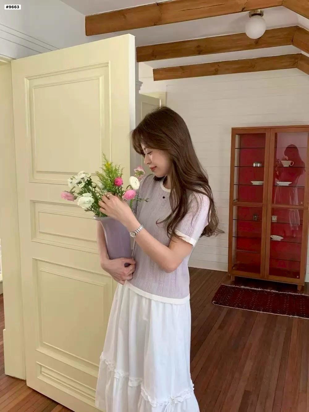 AS30-9663。🌿✨ 撞色滾邊薄款韓系針織上衣 韓國🇰🇷風格